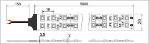 smd5050 led strip 120leds/m double row pcb drawing_maxbluelighting