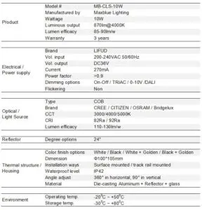 foldable downlight LED - data sheet - Maxblue Lighting